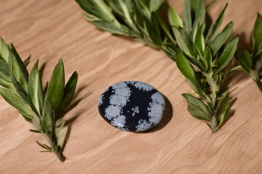 Obsidiaan sneeuwvlok knuffelsteen