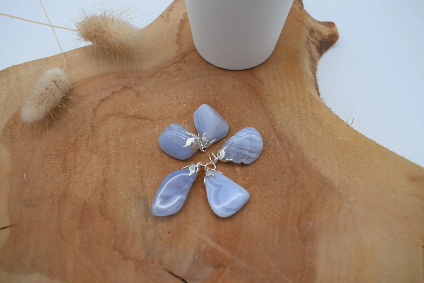 Blauwe chalcedoon hanger