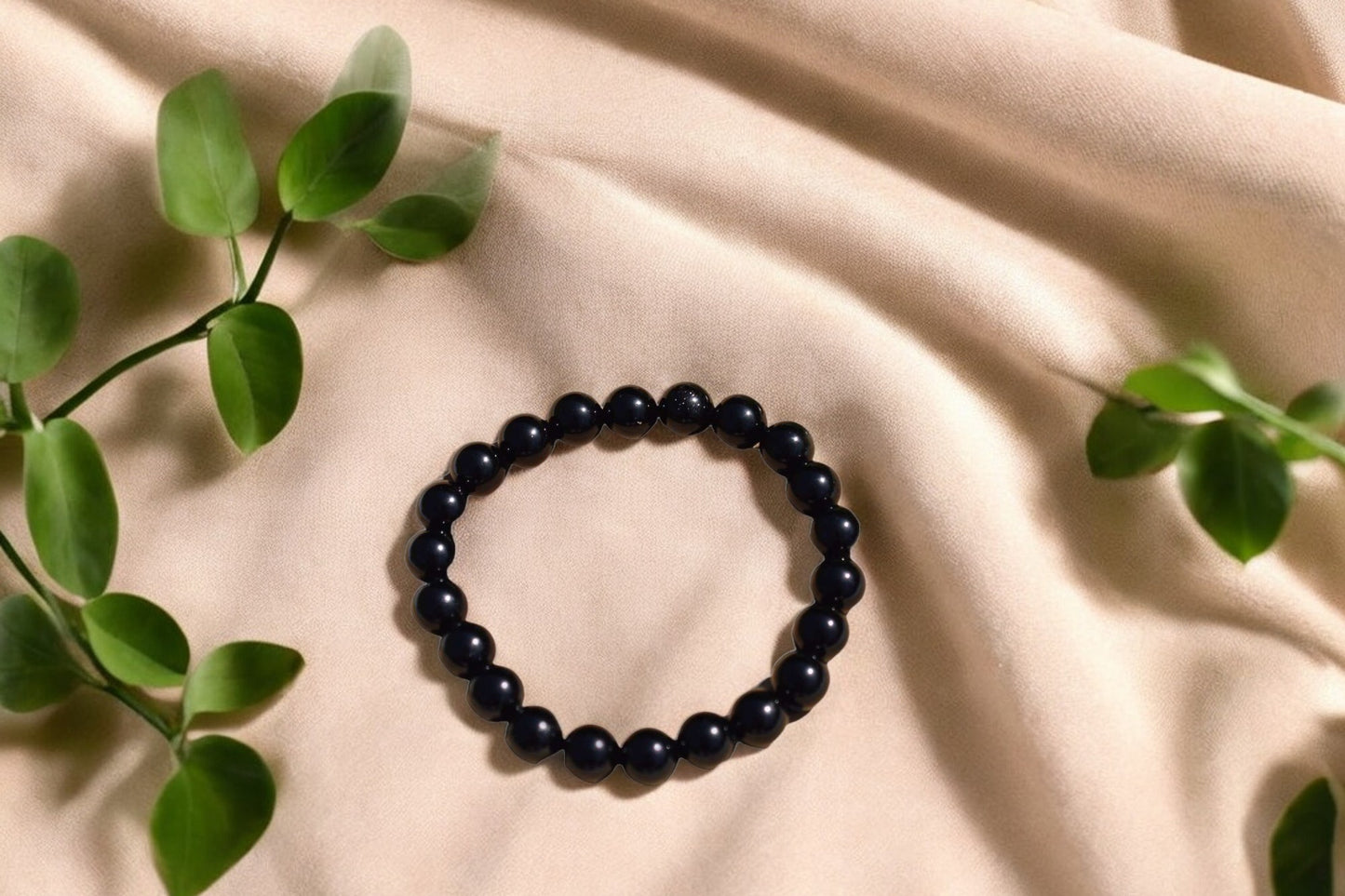 Obsideaan zwart kogelarmband