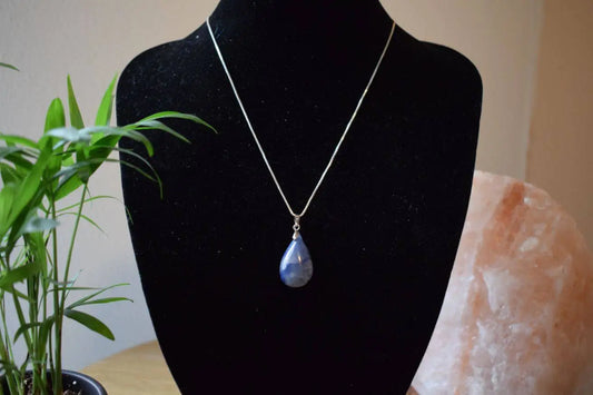 Blauwe kwarts druppel hanger