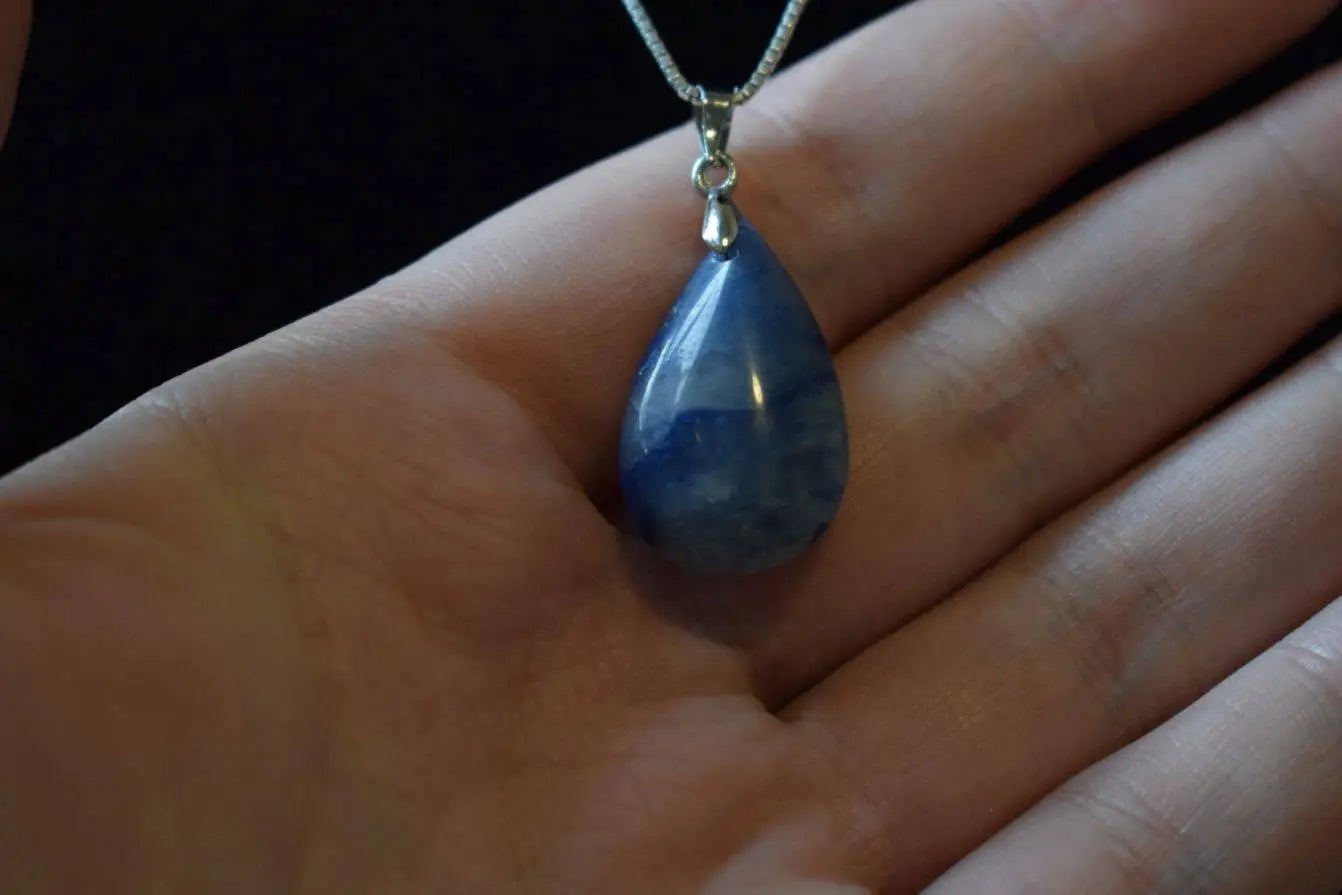 Blauwe kwarts druppel hanger