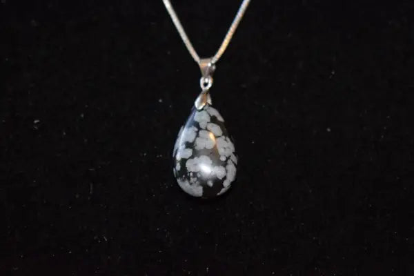 Obsidiaan sneeuwvlok druppel hanger