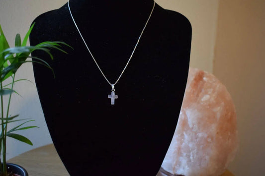 Roze kwarts kruis hanger