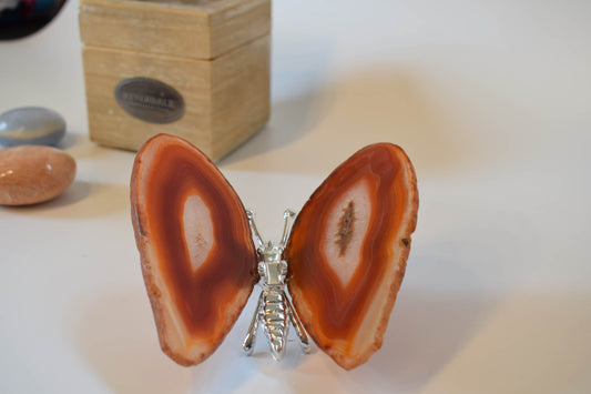 Vlinder van agaat (rood gekleurd)
