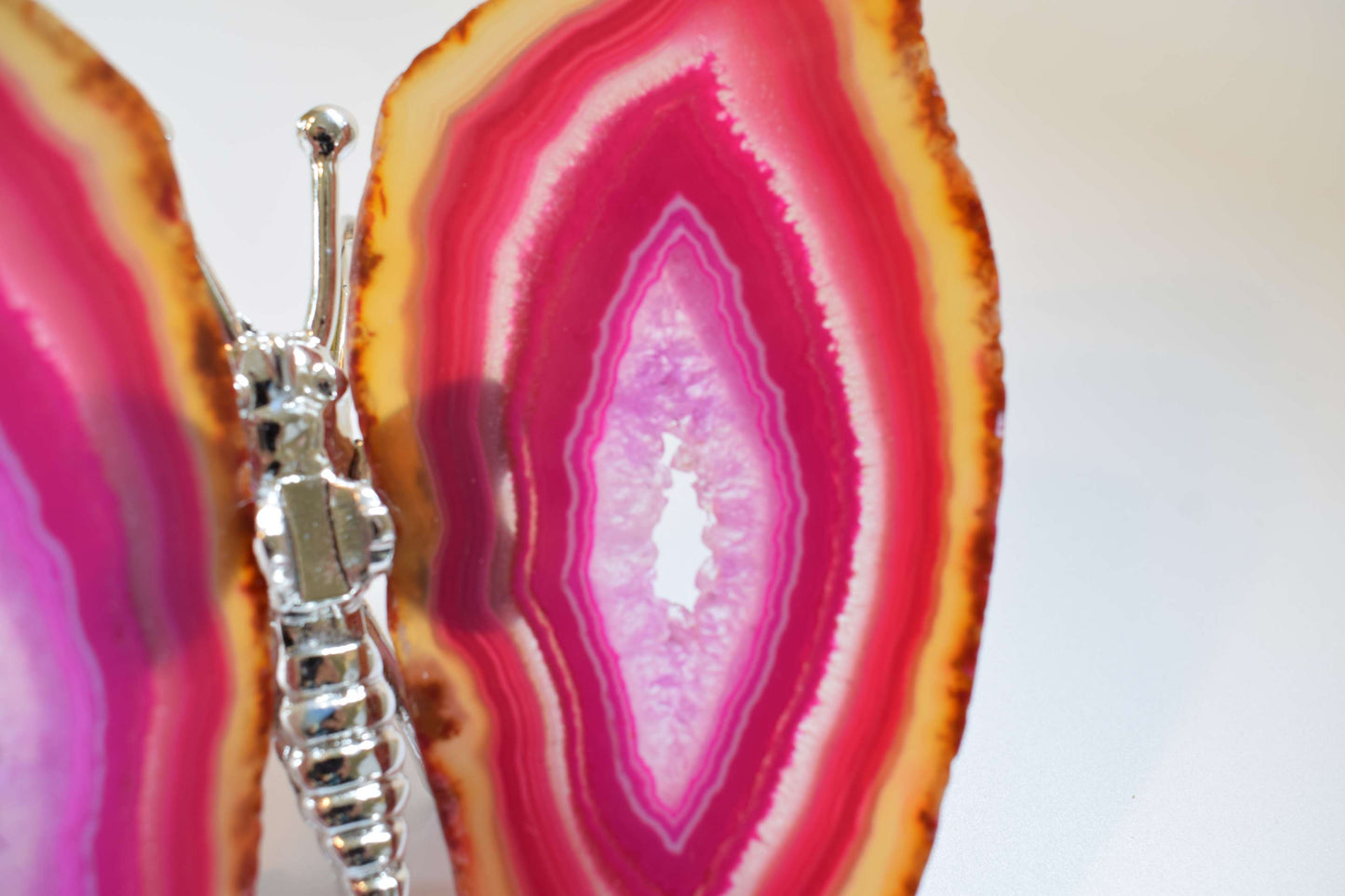 Vlinder van agaat (roze gekleurd #1)