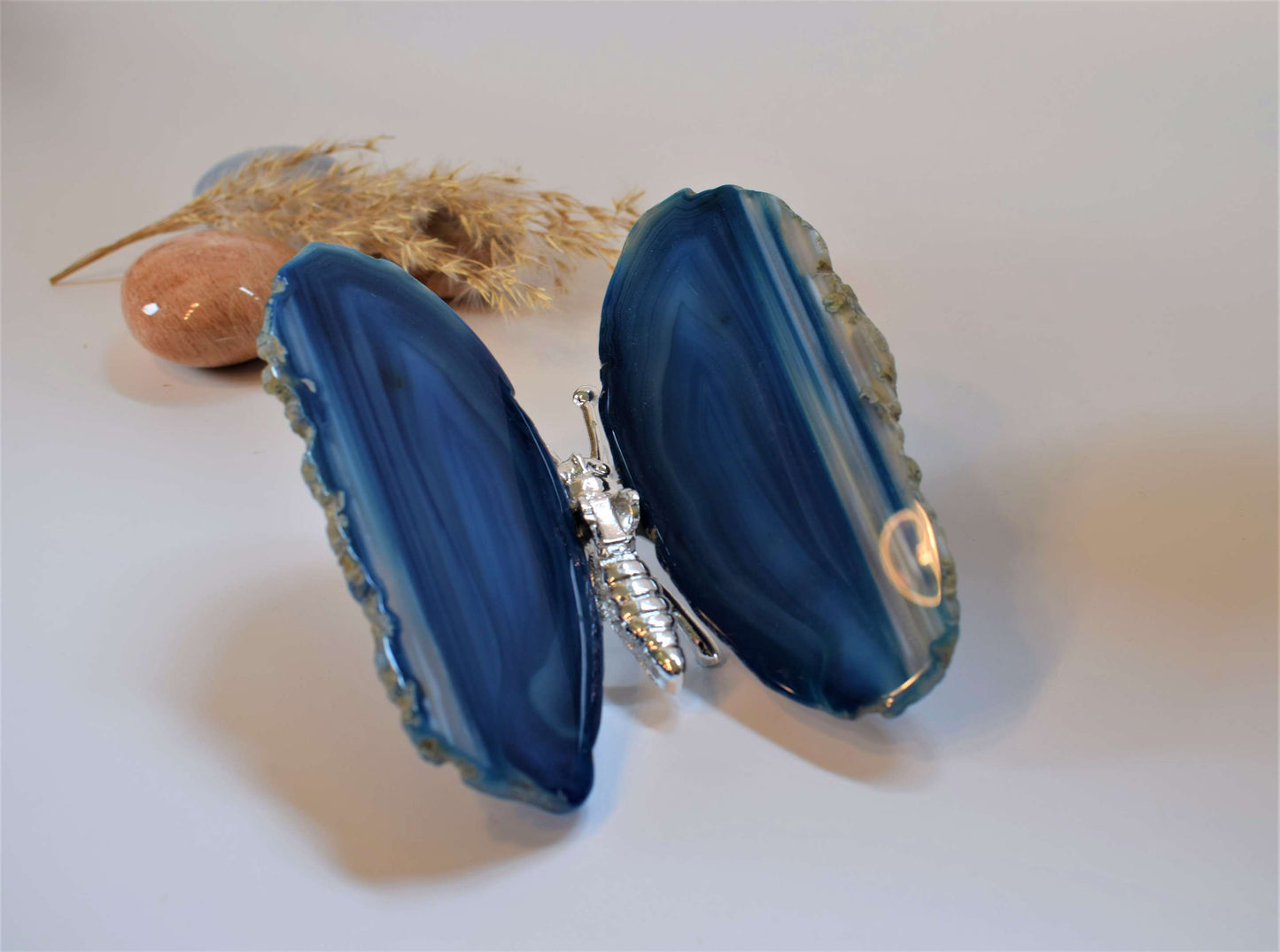 Vlinder van agaat (blauw gekleurd #1)