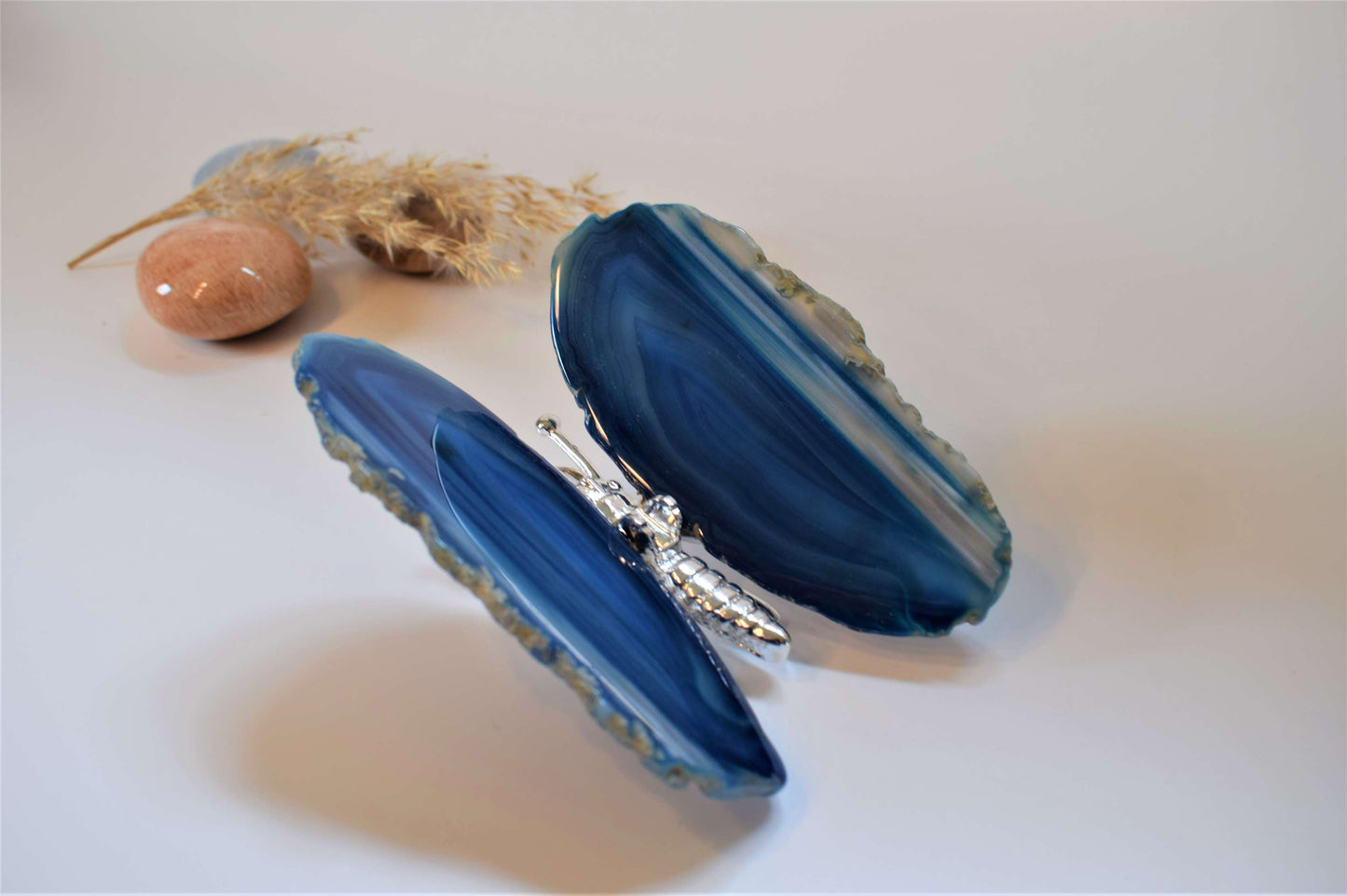 Vlinder van agaat (blauw gekleurd #1)