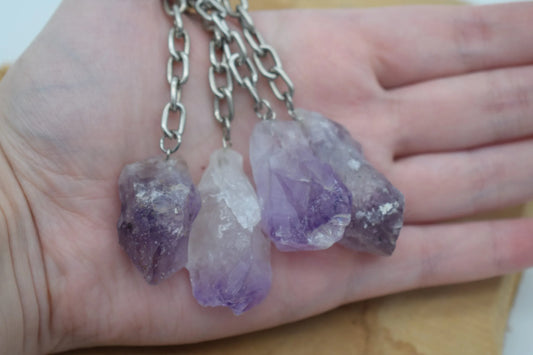 Amethist ruw sleutelhanger (groot)