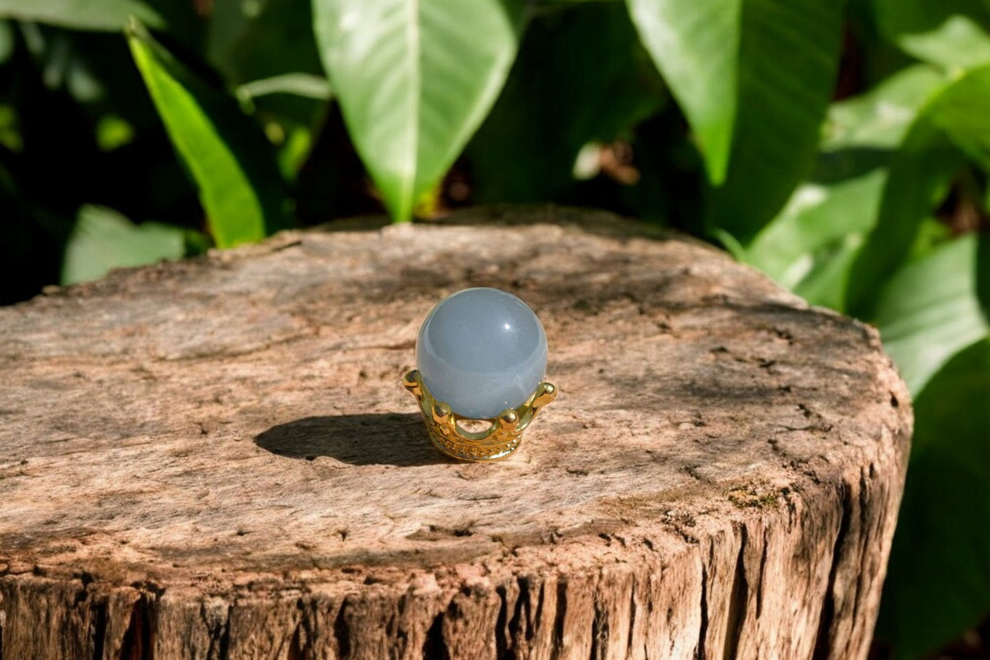 Aquamarijn blauwe bol met houdertje 1cm