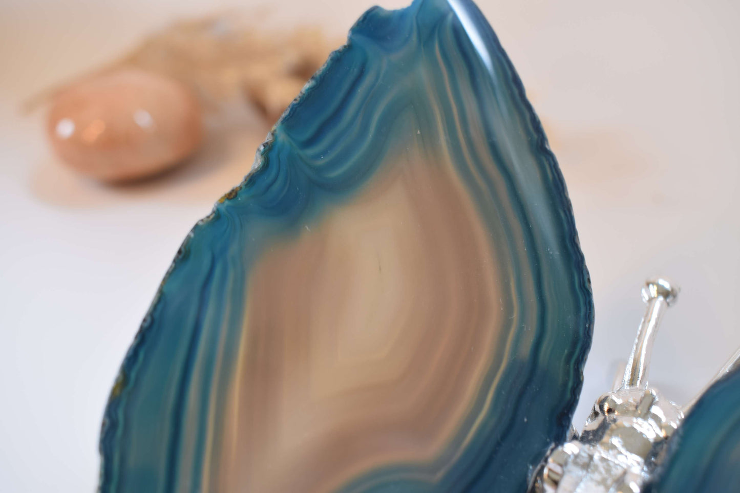 Vlinder van agaat (groen,blauw gekleurd)