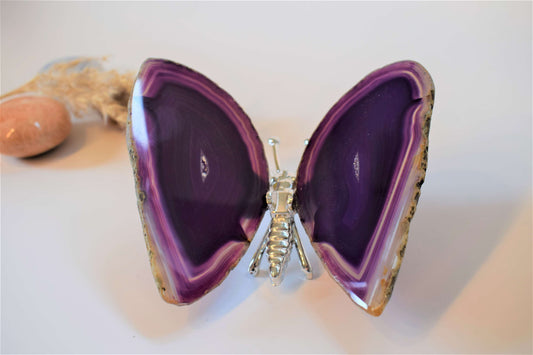 Vlinder van agaat (paars gekleurd #2)