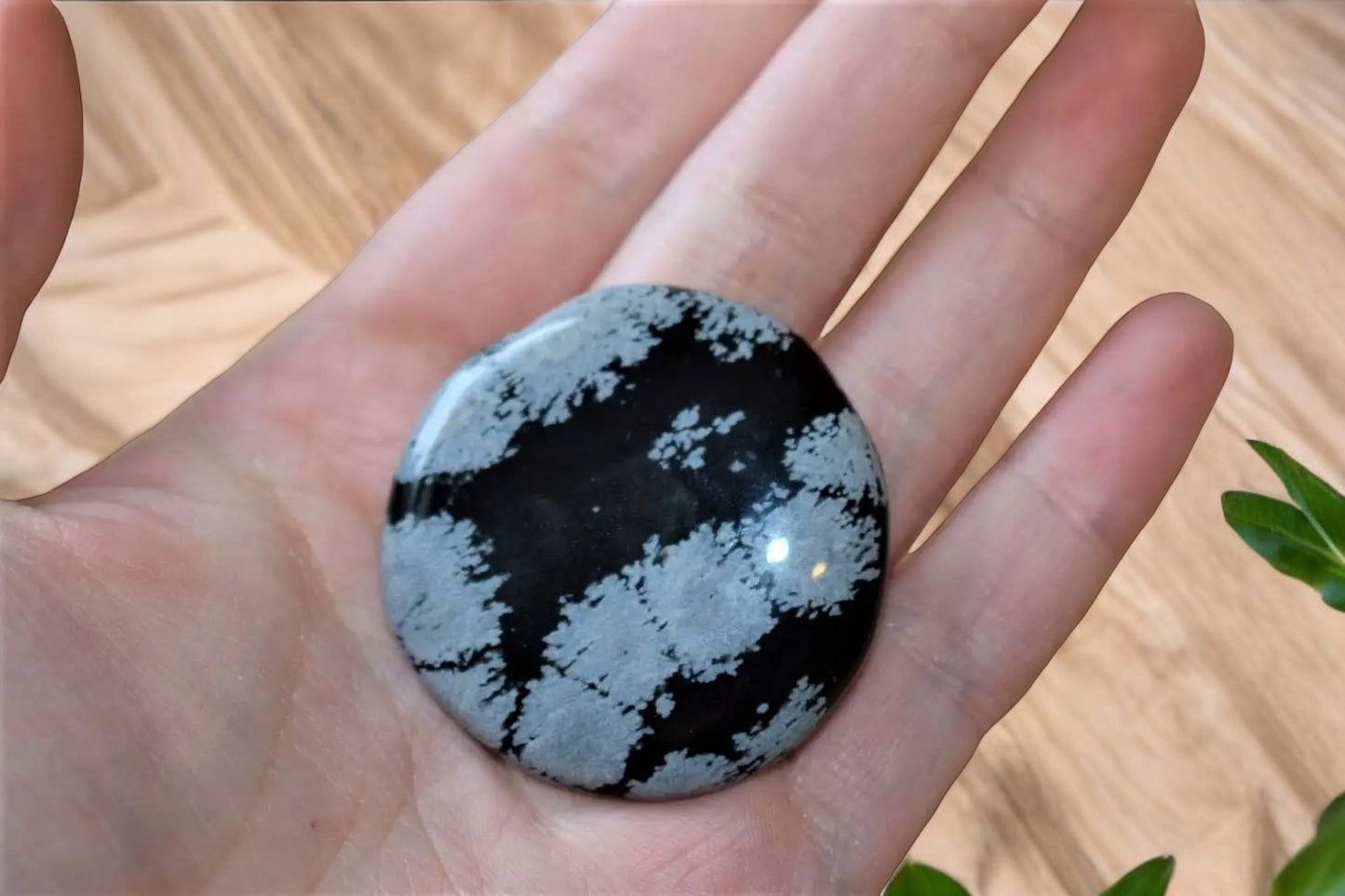 Obsidiaan sneeuwvlok knuffelsteen